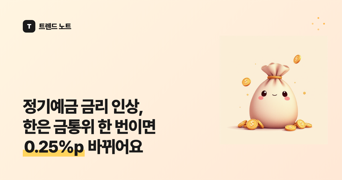 정기예금 금리 인상, 한은 금통위 한 번이면 0.25%p 바뀌어요