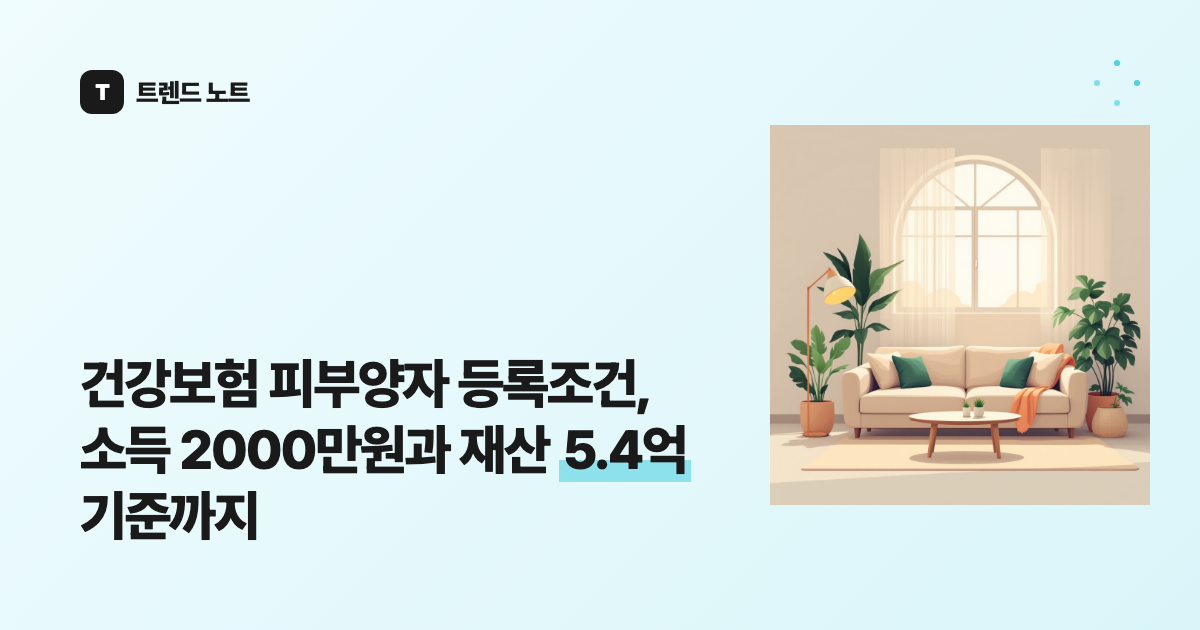건강보험 피부양자 등록조건, 소득 2000만원과 재산 5.4억 기준까지