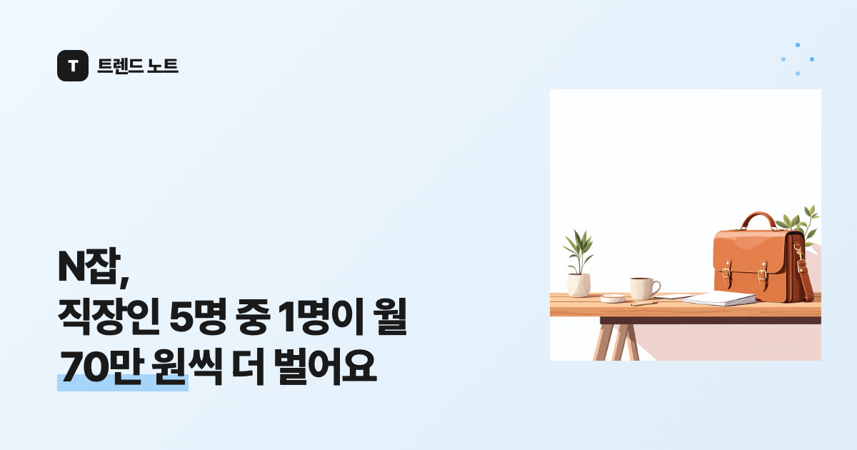 N잡, 직장인 5명 중 1명이 월 70만 원씩 더 벌어요