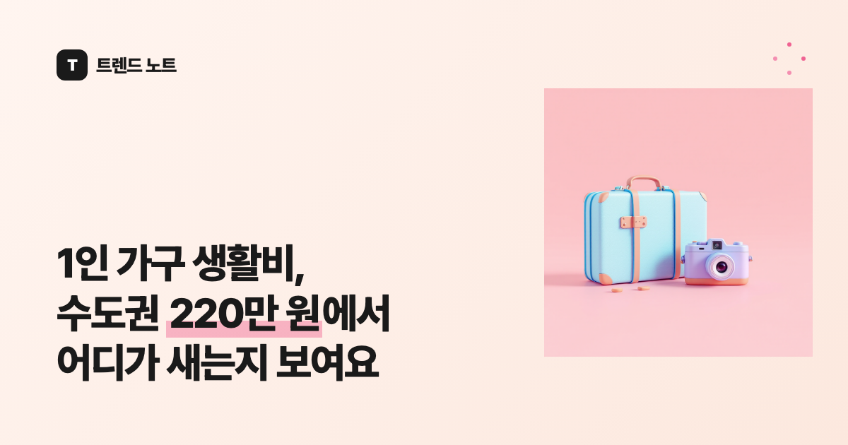 1인 가구 생활비, 수도권 220만 원에서 어디가 새는지 보여요