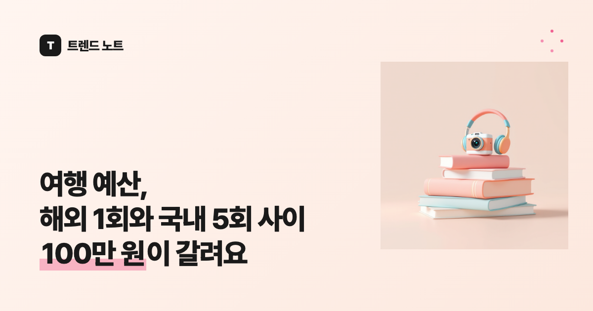 여행 예산, 해외 1회와 국내 5회 사이 100만 원이 갈려요