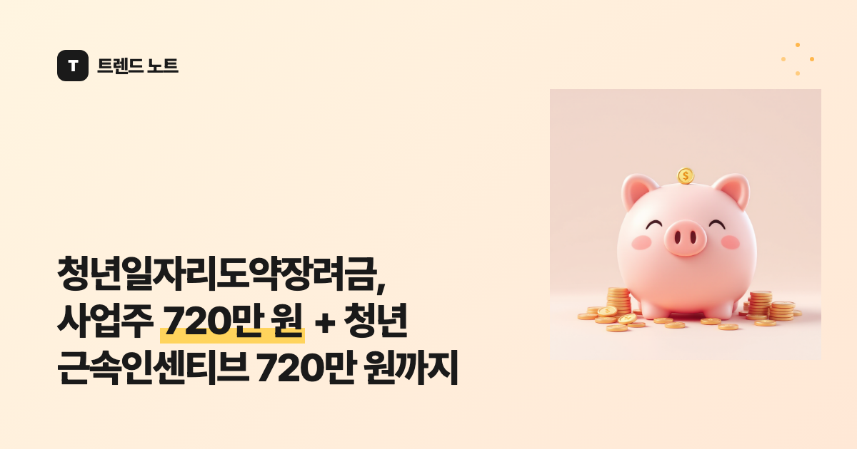 청년일자리도약장려금, 사업주 720만 원 + 청년 근속인센티브 720만 원까지